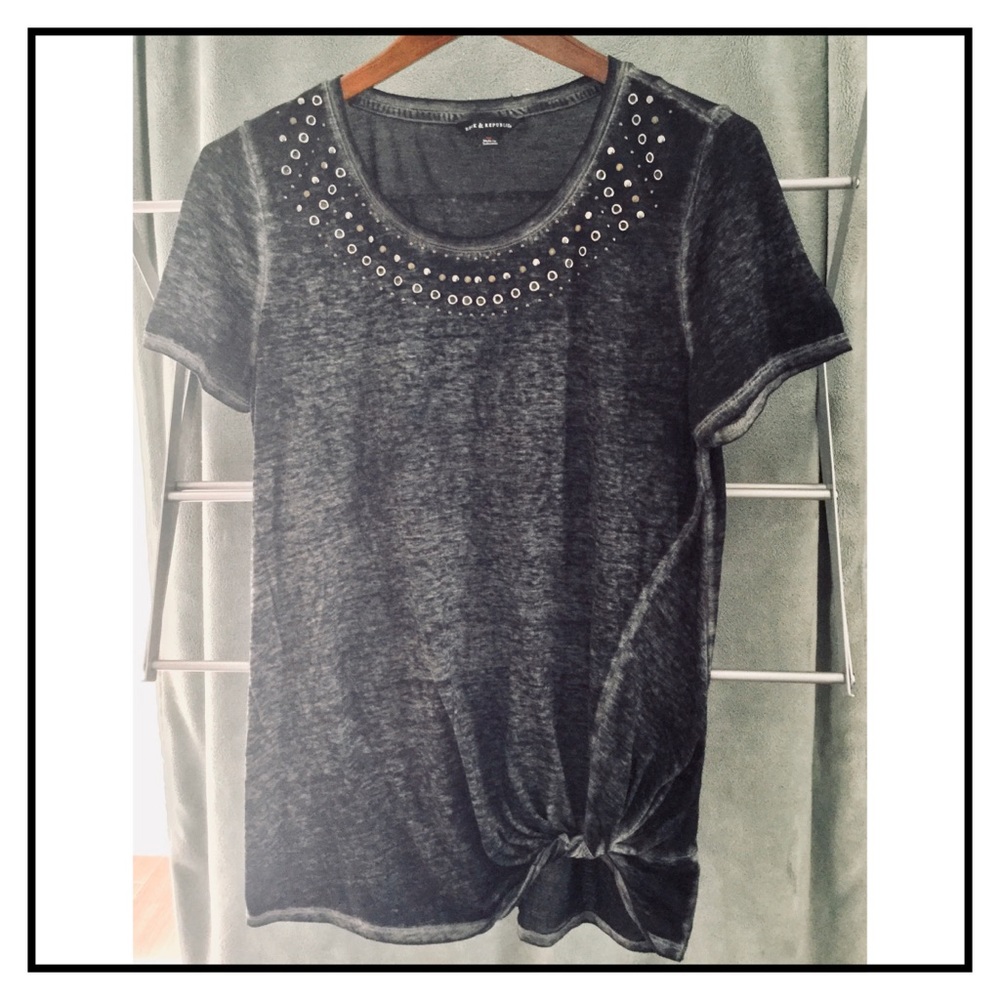 Rock & Republic beaded top blouse casual M t shirt